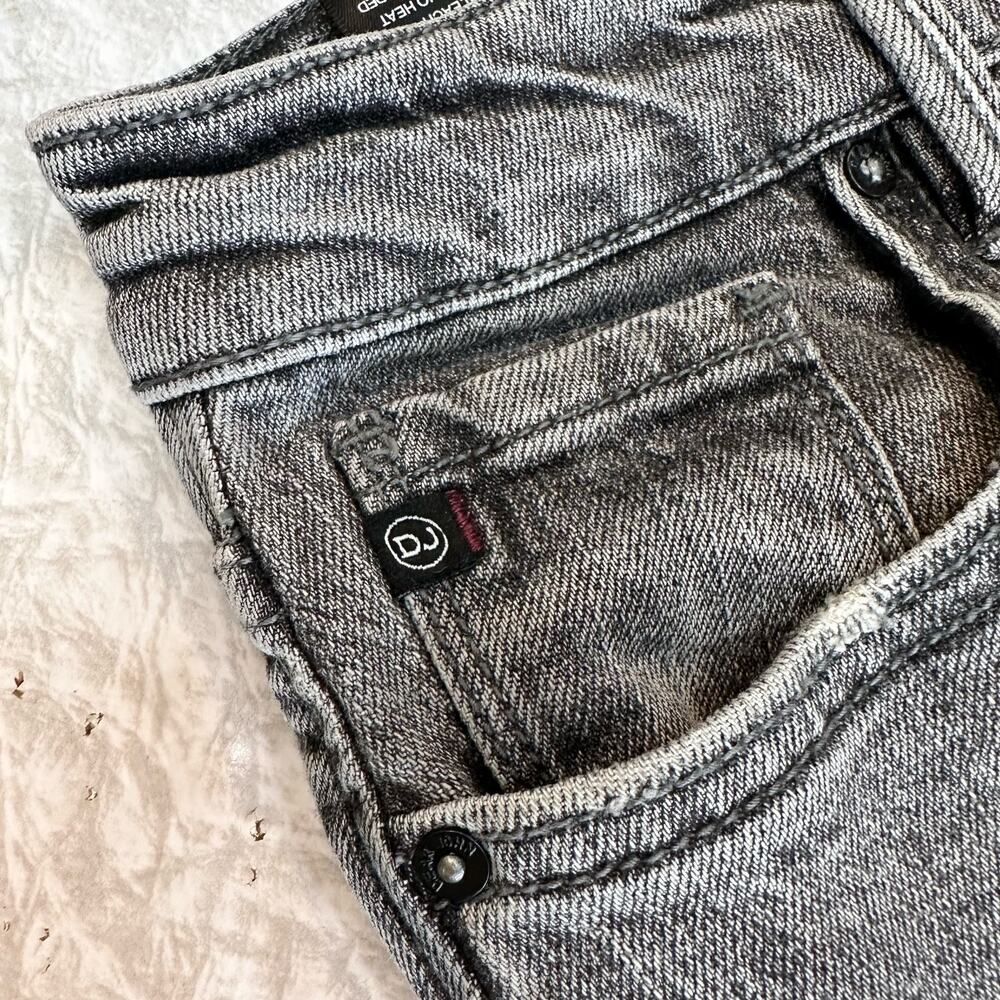 Dear John Rough Hem Stonewashed Black + White Straight Leg Jeans Size 25 - Picture 13 of 16